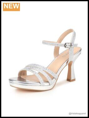 Sparkly Rhinestone Strappy Platform High Heels Open Toe Ankle Strap Sandals